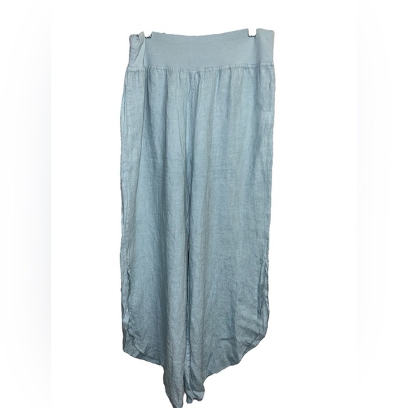 Splendid Iris ocean blue linen pants - Picture 2 of 5